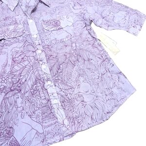 NWT New Hinano Tahiti Nude Hula Dancers Floral Hawaiian Aloha Shirt Top Blouse